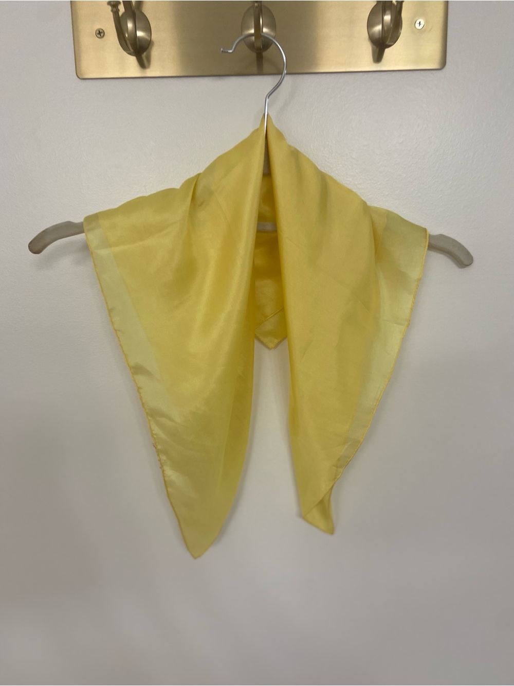 Vintage Pure Silk Yellow Square Scarf 23x23 Hand Rolled Made in China